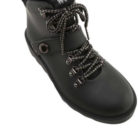 Black Coach boots rubber urban hiker booties sz 6B New FIRM - Picture 4 of 13